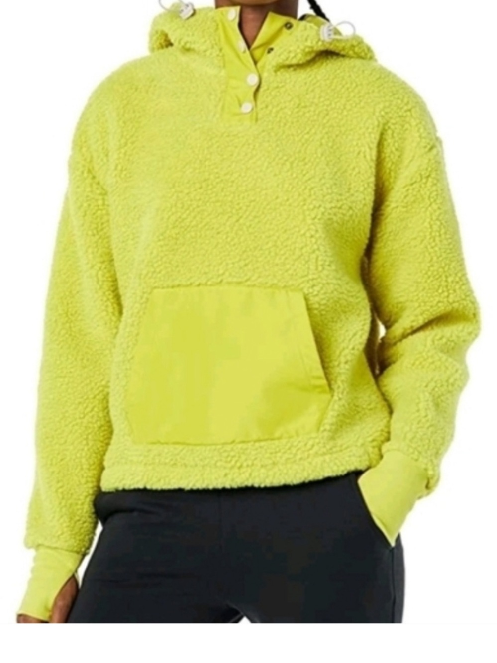 Line Green Teddy Bear Sherpa Lined Print Fleece Jacket